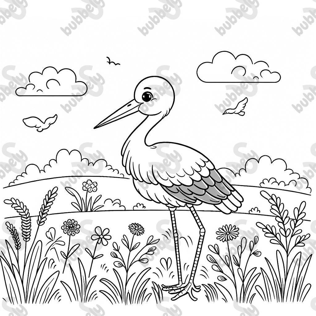 Cigüeña en el prado Cigüeña en el prado