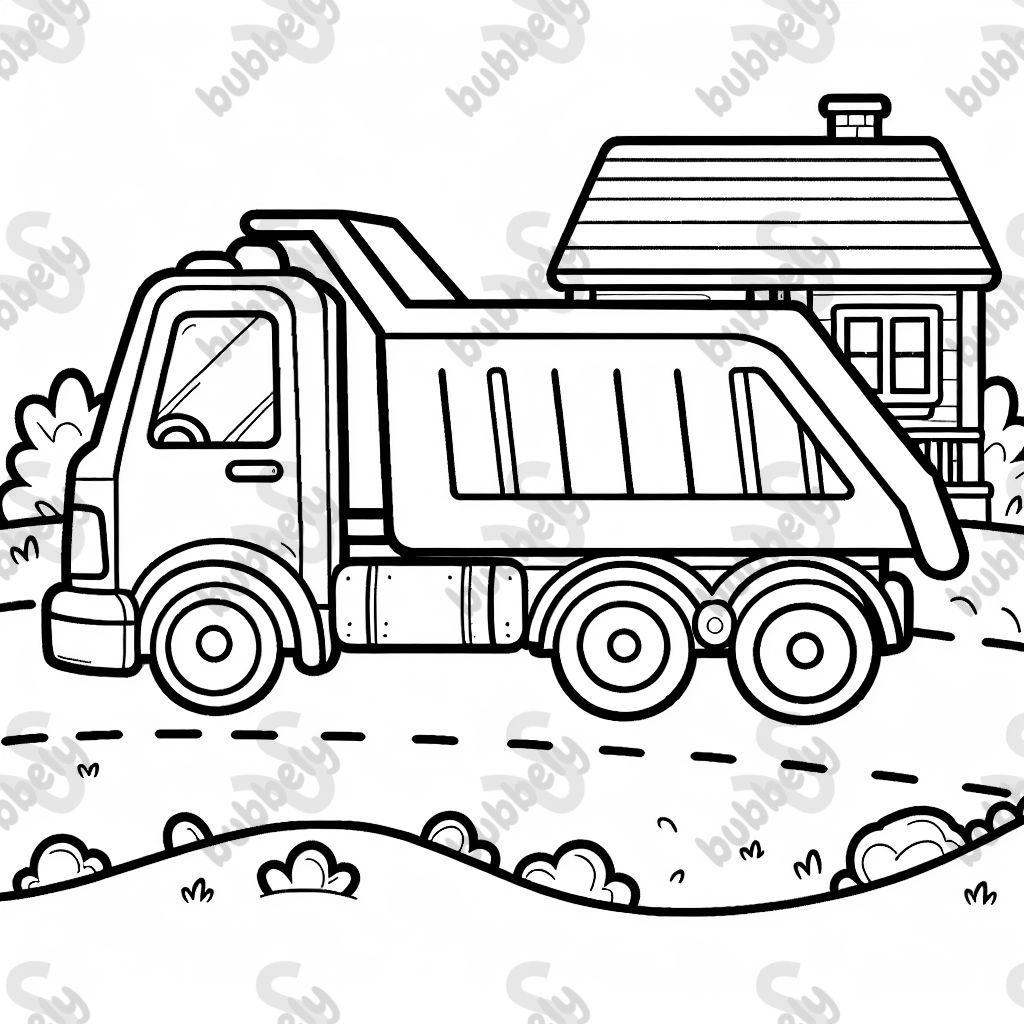 Dumptruck driving into a house