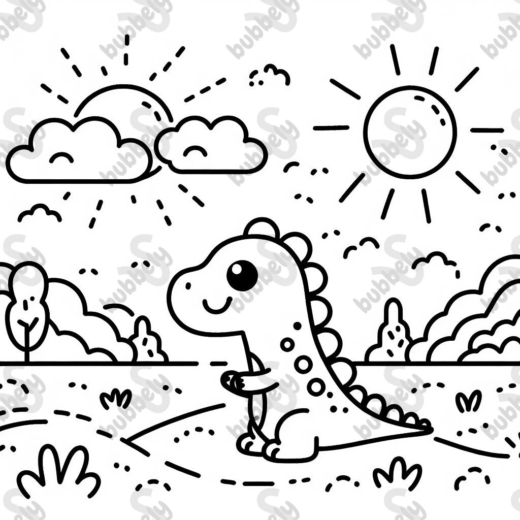 dinosaurio con sol y nubes de fondo dinosaurio con sol y nubes de fondo