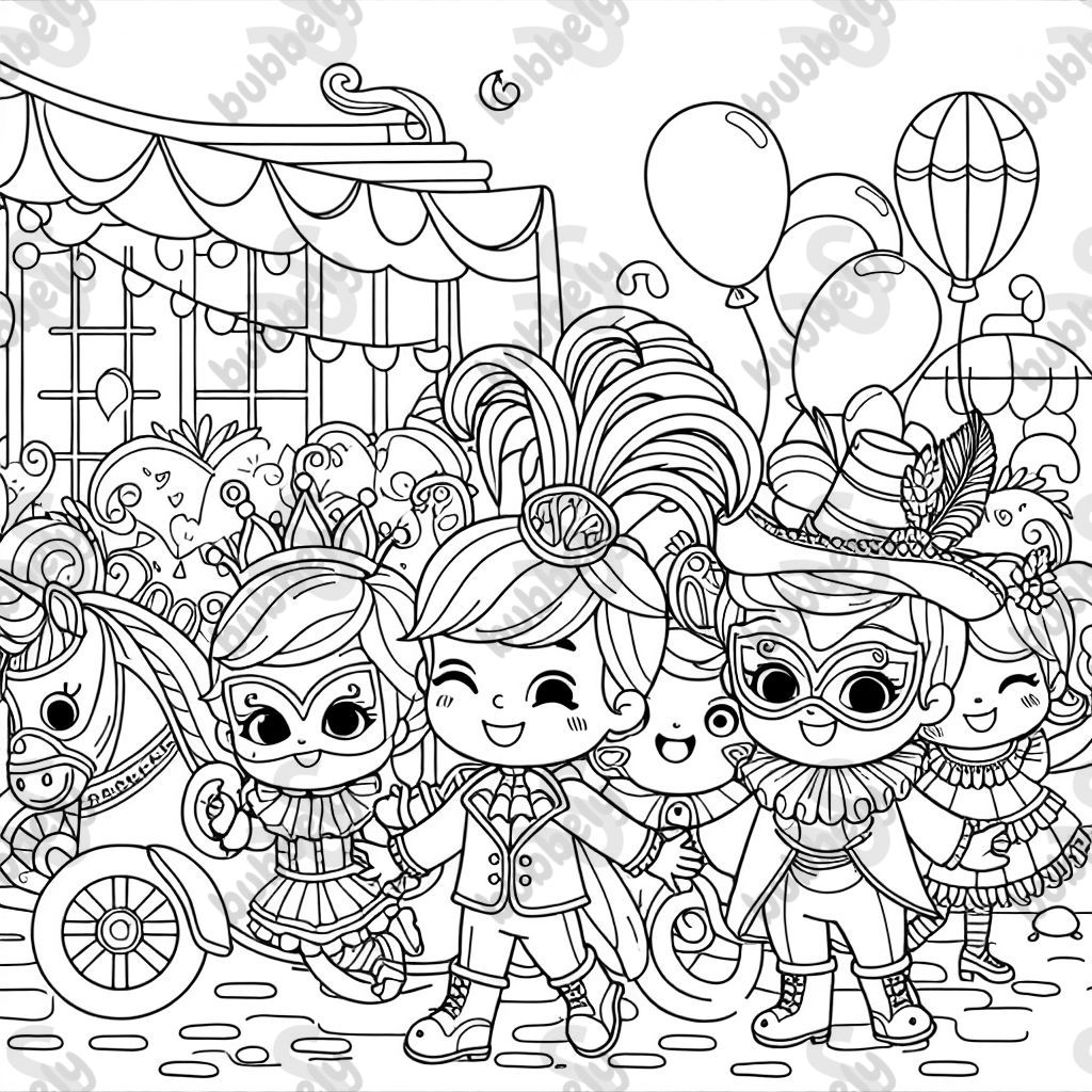 Una imagen de carnaval con niños disfrazados