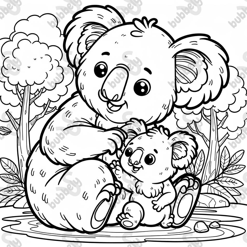 un koala avec un bébé