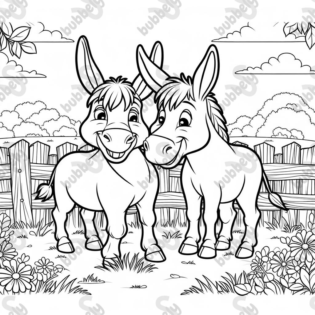 zwei esel auf einer weide