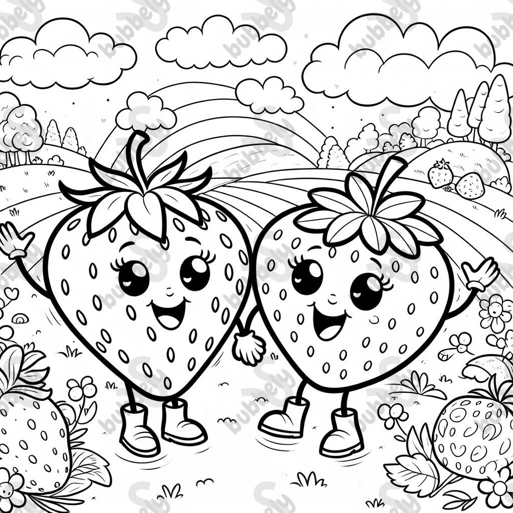 a strawberry and a blueberry. a strawberry and a blueberry.