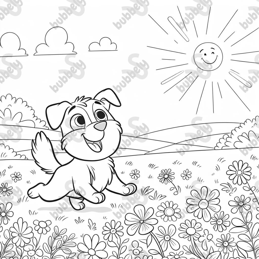 un perro en un campo de flores un perro en un campo de flores