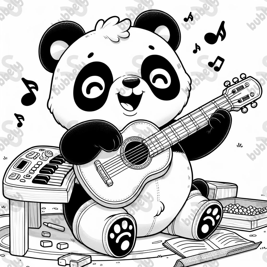Panda tocando guitarra de teclado Panda tocando guitarra de teclado