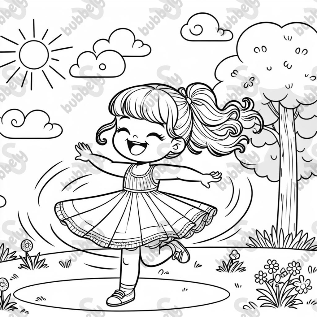 Una niña jugando afuera Una niña jugando afuera