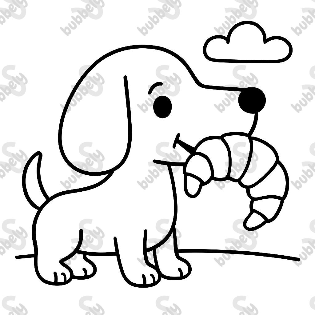 Un teckel mangeant un croissant Un teckel mangeant un croissant