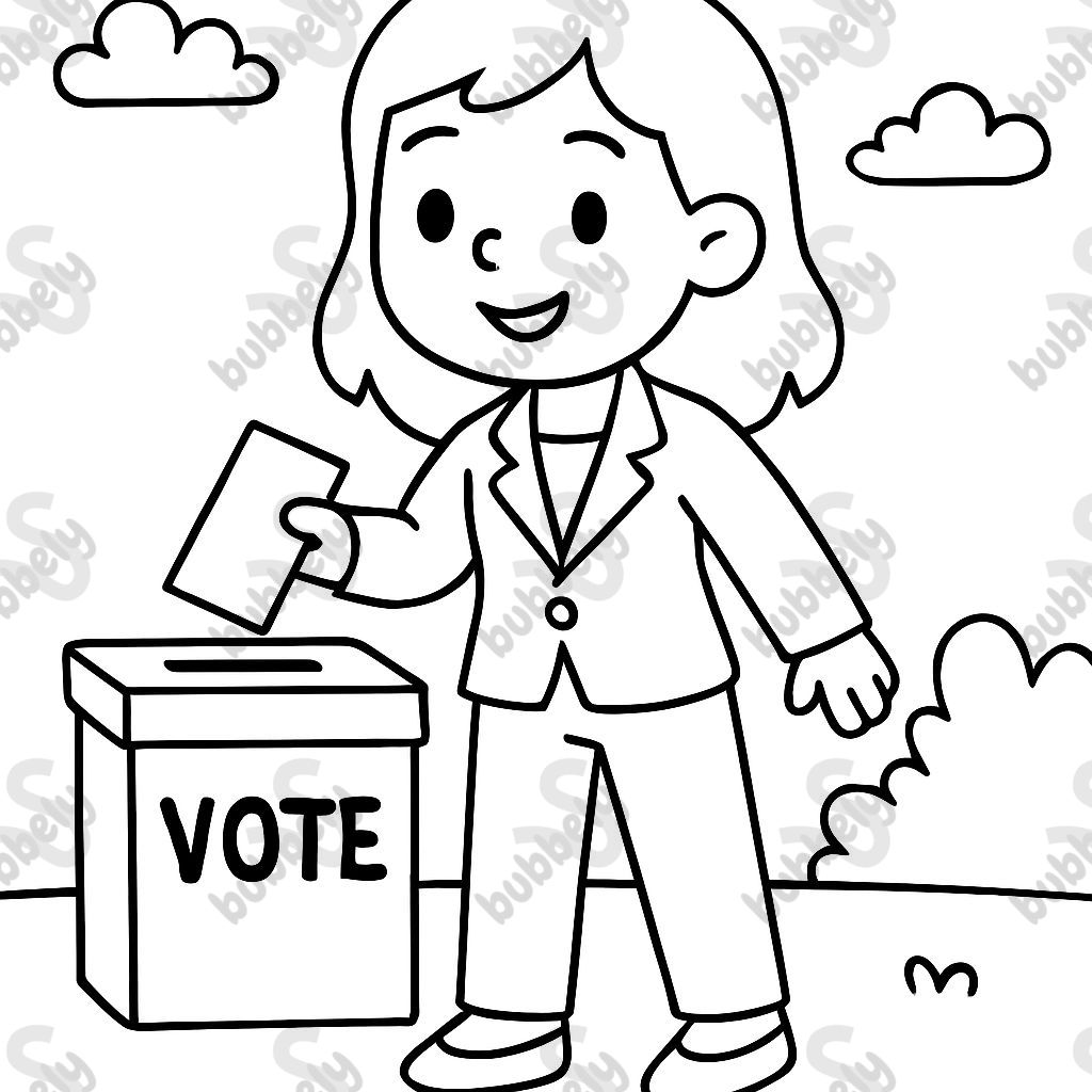 Une femme en costume-pantalon qui vote. Une femme en costume-pantalon qui vote.