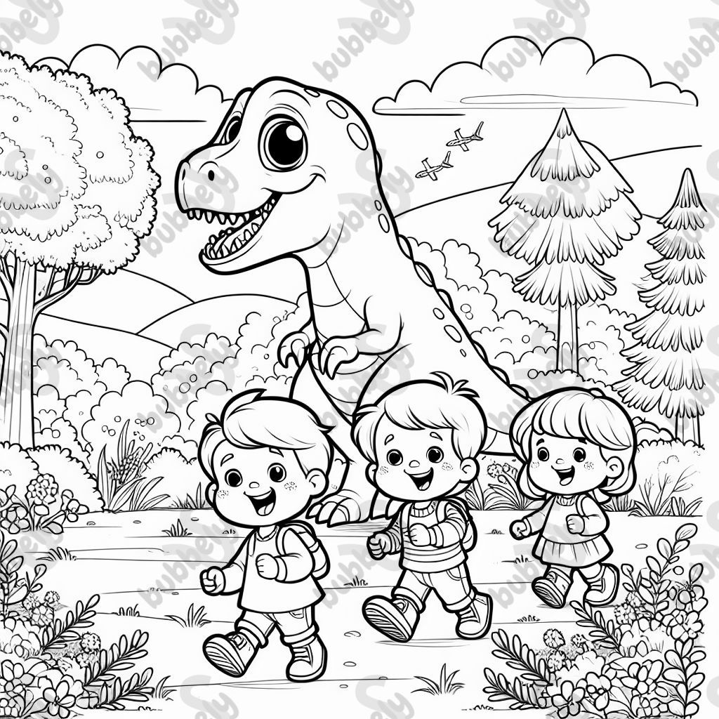 une image de dinosaure avec Philipp, Lia et Ida