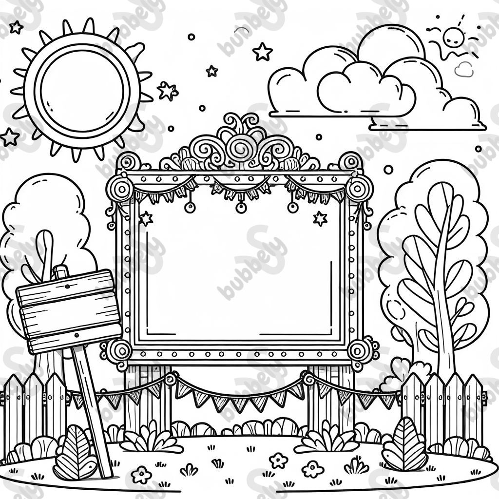 Leeres Schild Sommer mit Girlande