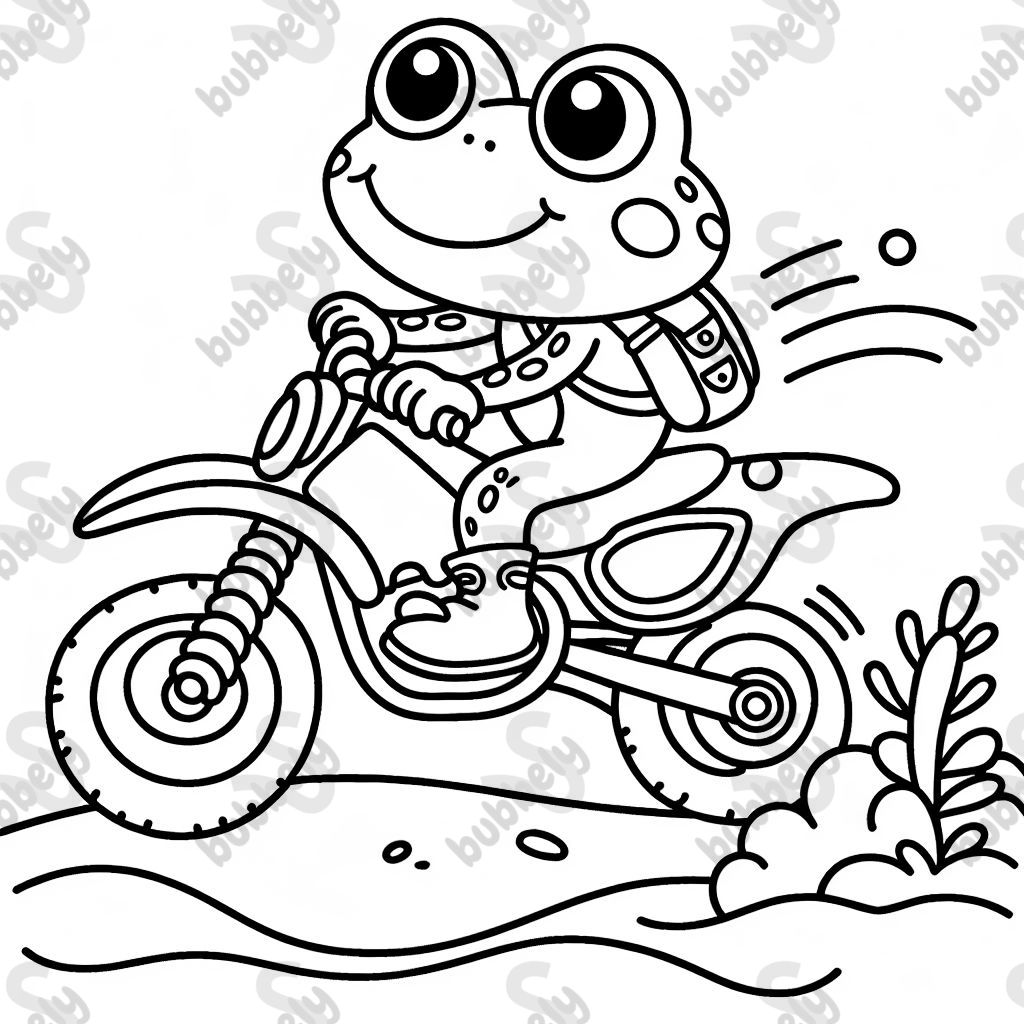 Une grenouille faisant de la moto tout terrain. Une grenouille faisant de la moto tout terrain.