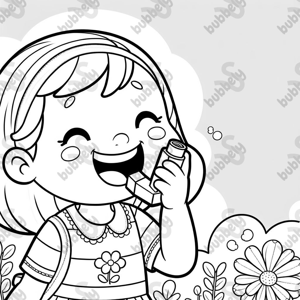 Ava benutzt ihren Inhalator und ist glücklich Ava benutzt ihren Inhalator und ist glücklich