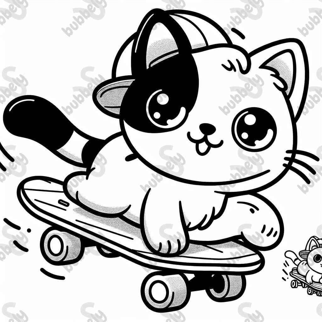 cat on a skateboard