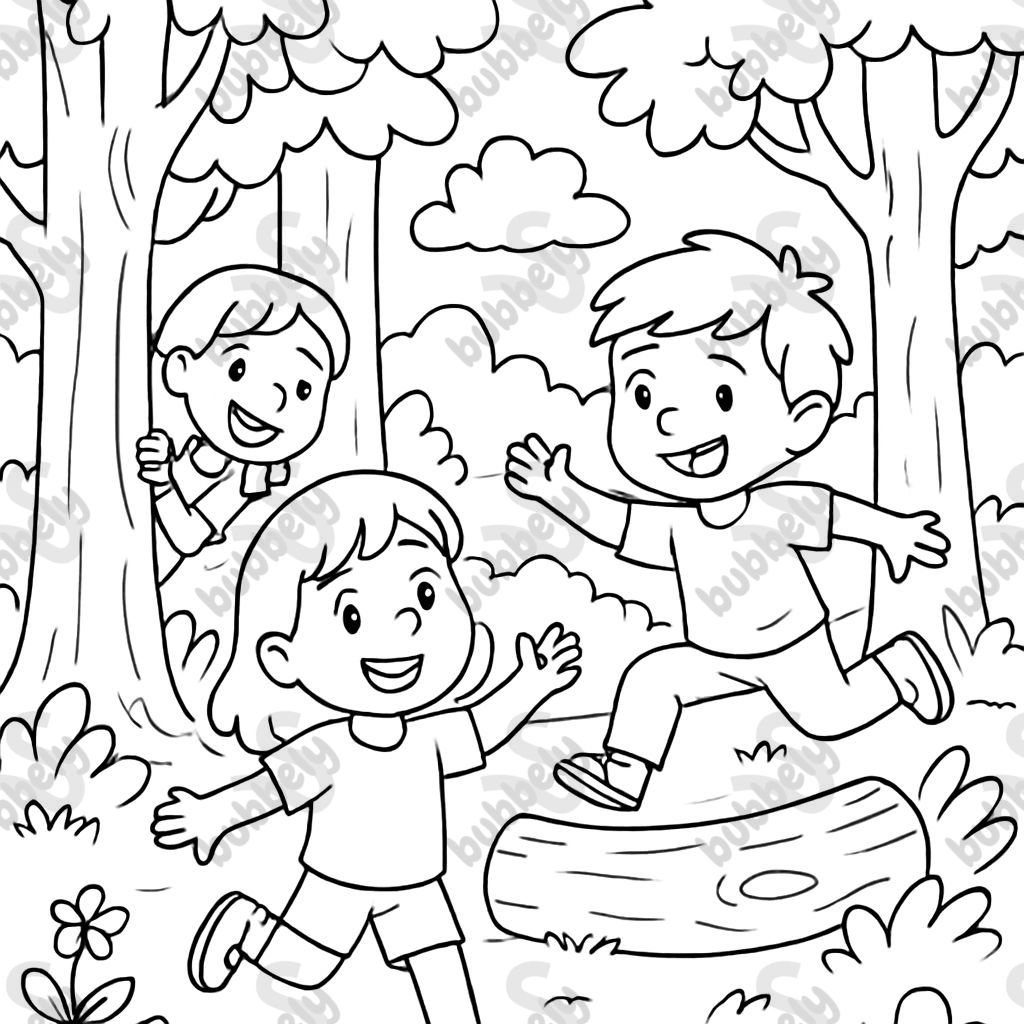 Children playing in the forest Children playing in the forest