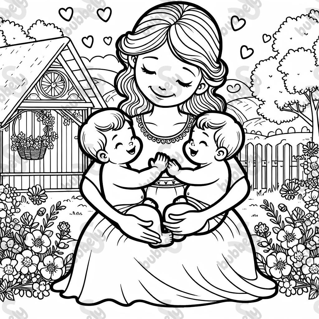 Eine Mama, die ihre Zwillingsbabys liebt Eine Mama, die ihre Zwillingsbabys liebt