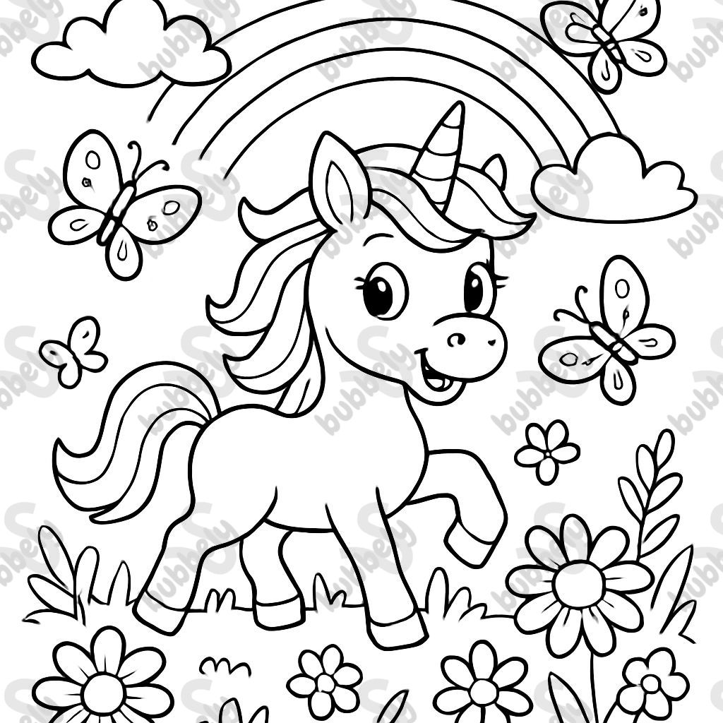 Blumen Schmetterlinge Einhorn Wiese Regenbogen Blumen Schmetterlinge Einhorn Wiese Regenbogen