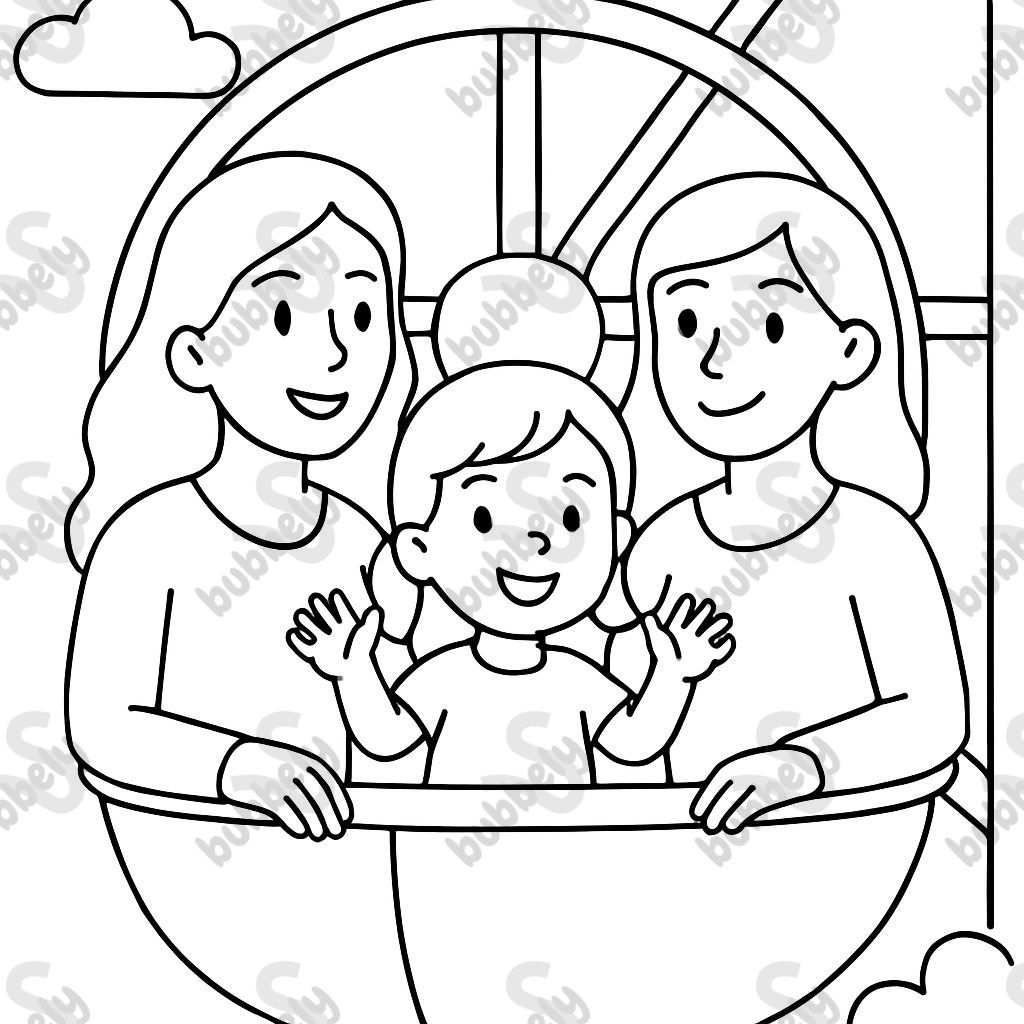 Ein 4 jähriges Mädchen mit 2 Frauen in einem Riesenrad Ein 4 jähriges Mädchen mit 2 Frauen in einem Riesenrad