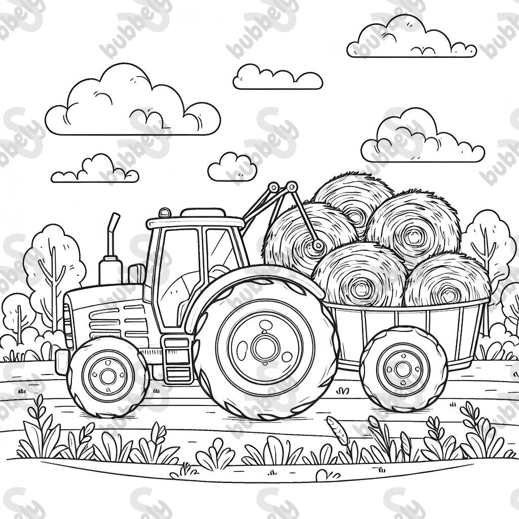 un tractor con pacas de heno un tractor con pacas de heno