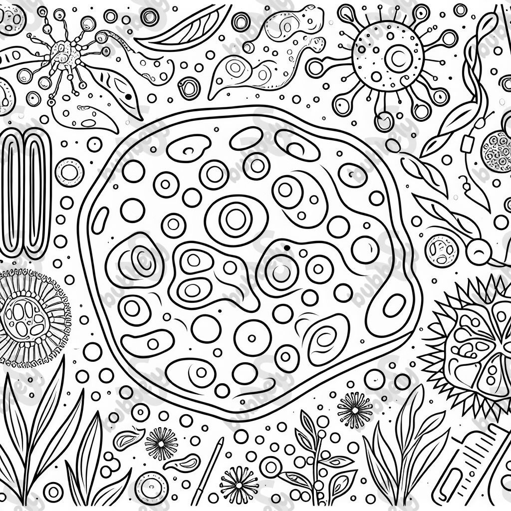 Tierische Zelle - eine detaillierte Darstellung des Aufbaus und der Teile einer tierischen Zelle, ideal zum Ausmalen. Tierische Zelle - eine detaillierte Darstellung des Aufbaus und der Teile einer tierischen Zelle, ideal zum Ausmalen.