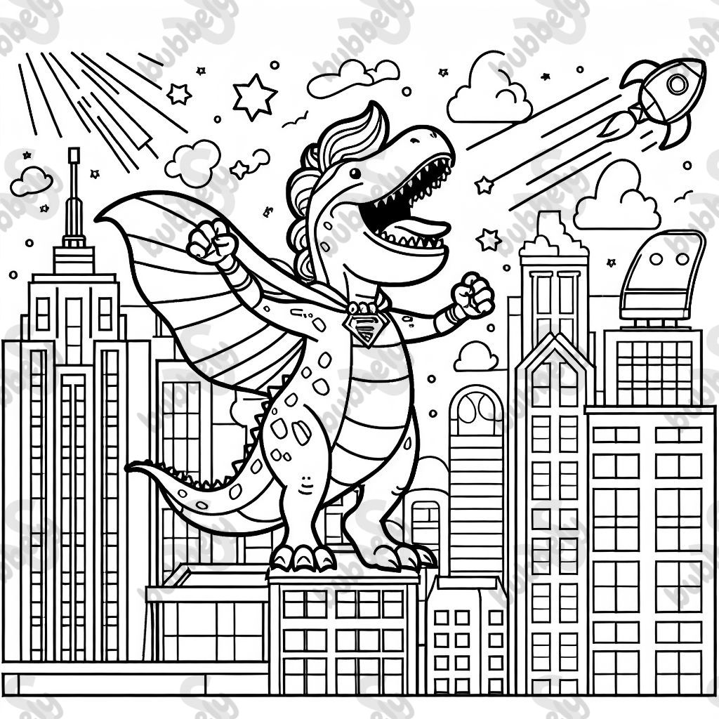 einen Dinosaurier im Stil von Batman der über eine Stadt wacht einen Dinosaurier im Stil von Batman der über eine Stadt wacht