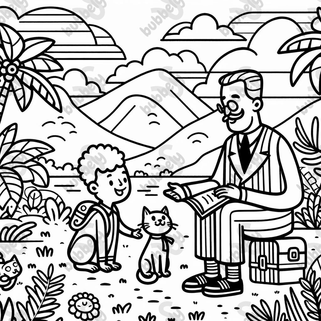 Un enfant avec un chat parlant à un président en Colombie. Un enfant avec un chat parlant à un président en Colombie.