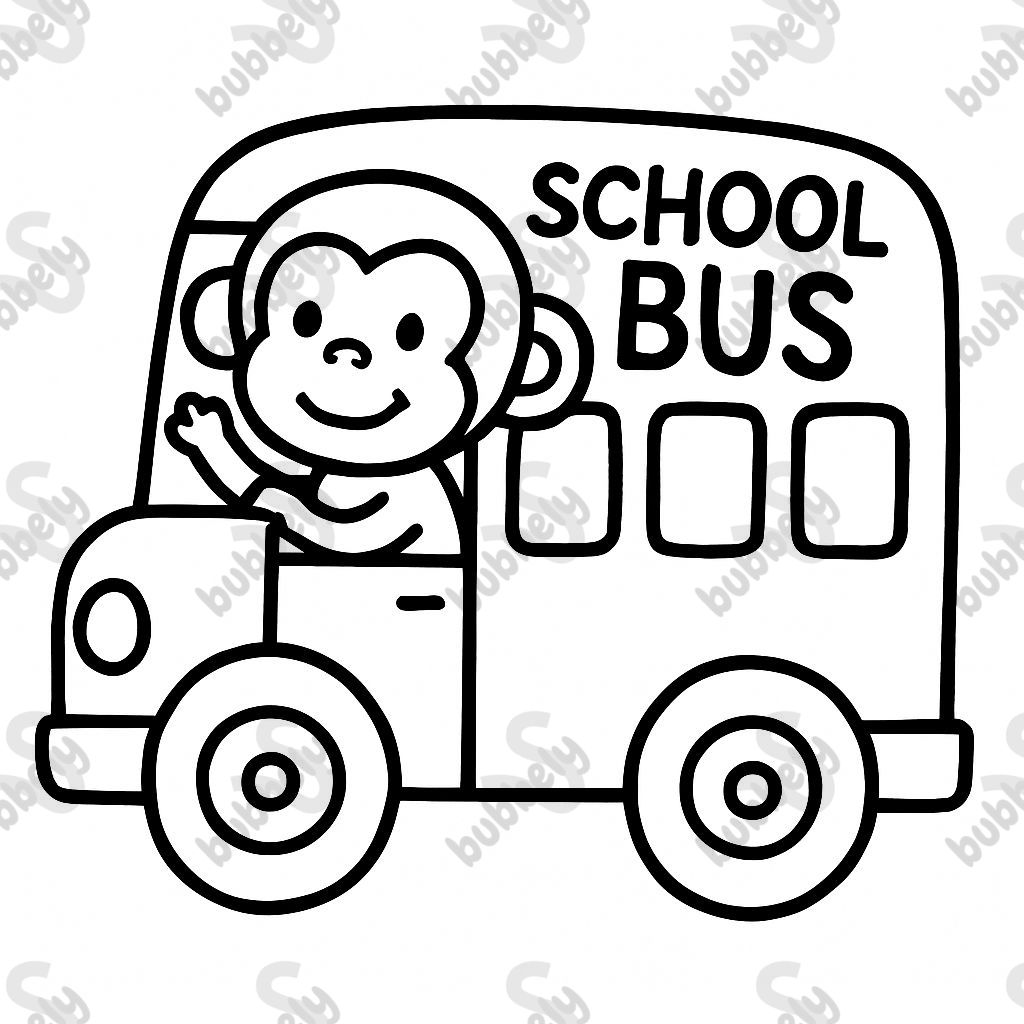 un singe conduisant un bus scolaire un singe conduisant un bus scolaire