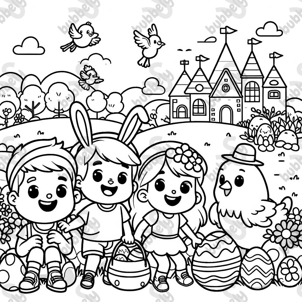 Chasse aux œufs de Pâques avec des enfants