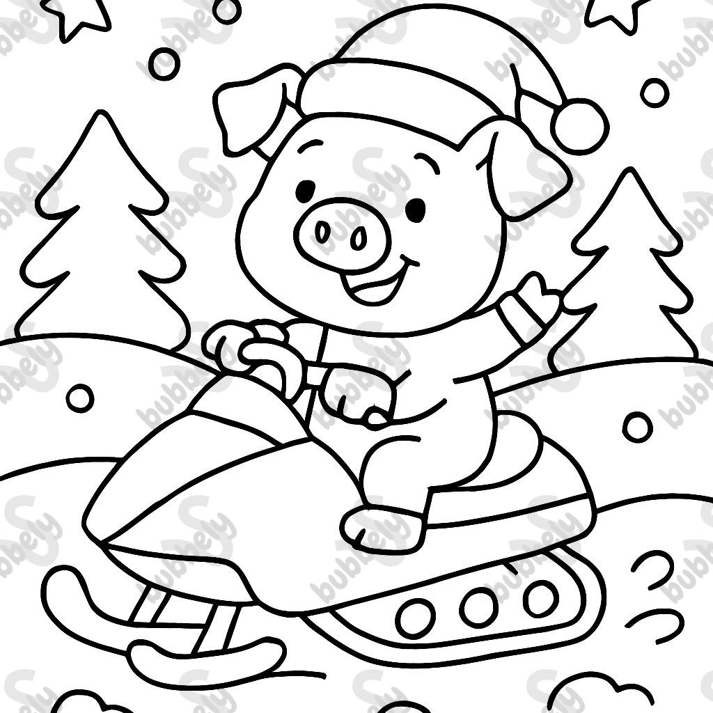 Christmas pig on snowmobile Christmas pig on snowmobile