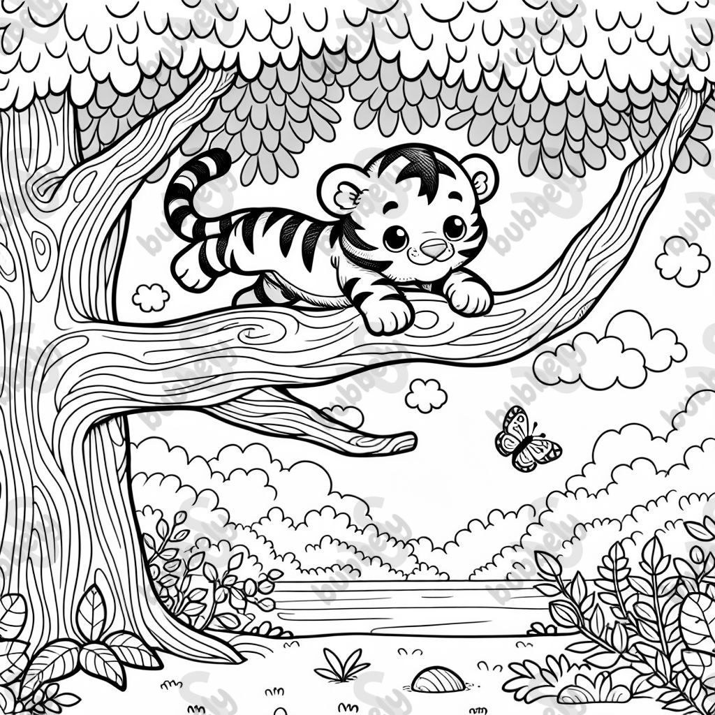 Tigre saltando de un árbol Tigre saltando de un árbol