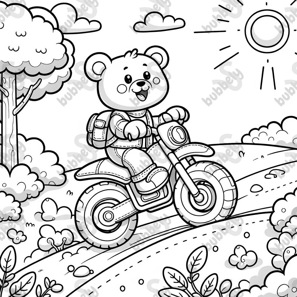 Un ours en peluche conduisant une moto tout-terrain. Un ours en peluche conduisant une moto tout-terrain.