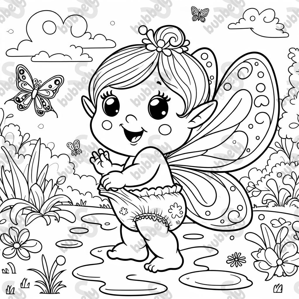 Eine Fee mit dicker schmutziger Windel