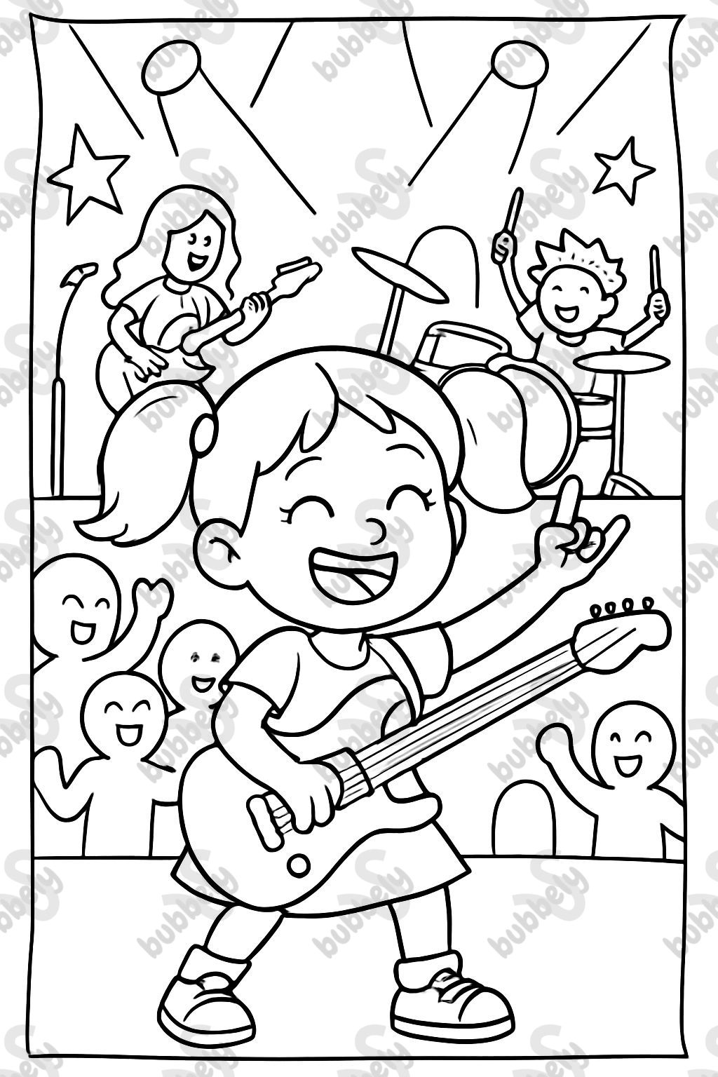 Une petite fille à un concert de rock Une petite fille à un concert de rock