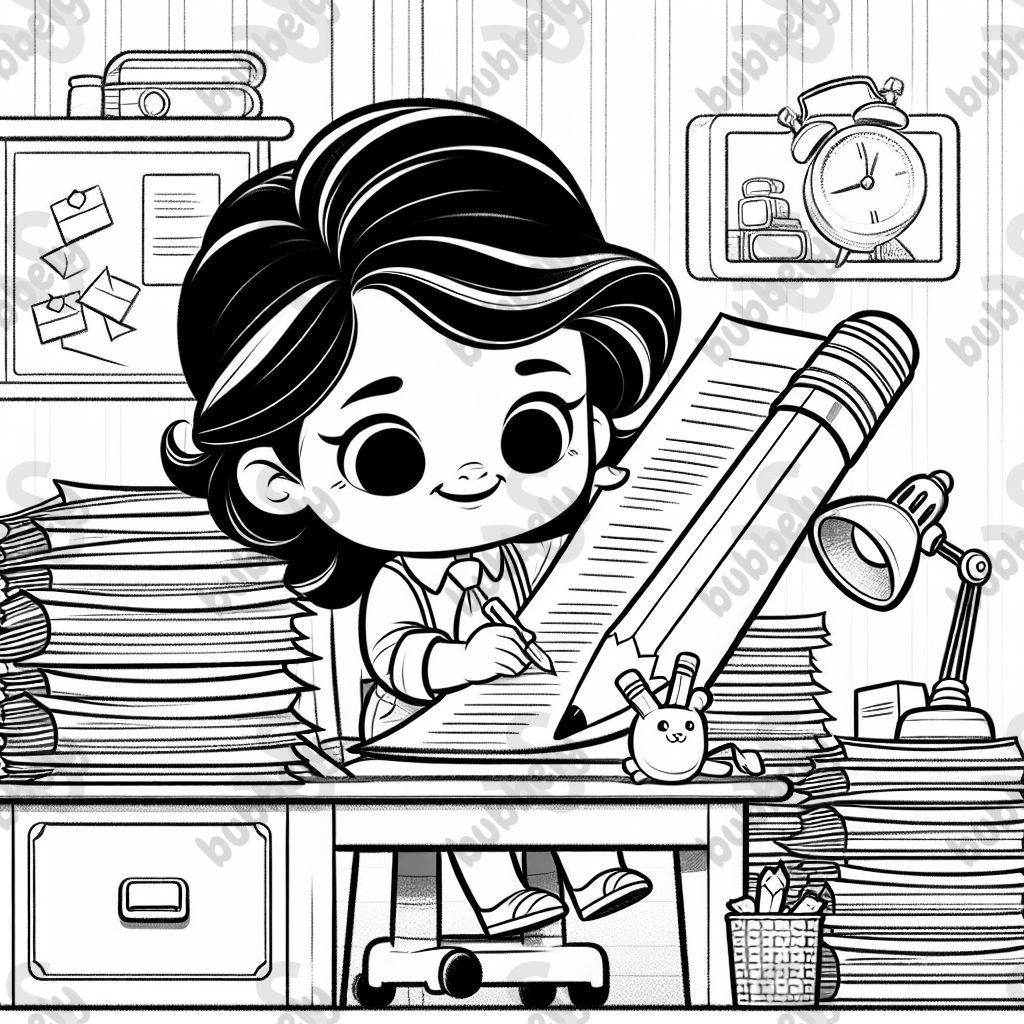 Toddler doing paperwork