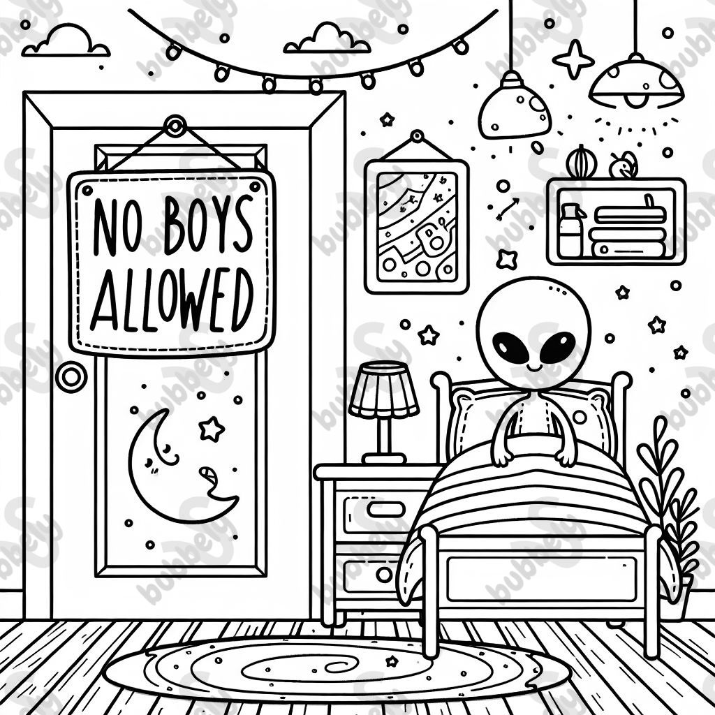 Charlotte's room - No boys allowed with Stitch the Disney character on it with the rest of the space. Charlotte's room - No boys allowed with Stitch the Disney character on it with the rest of the space.