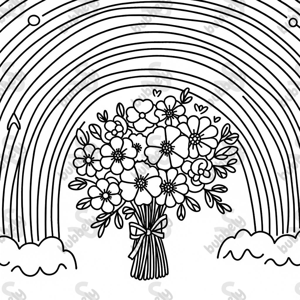 beau bouquet de fleurs avec des arcs-en-ciel en arrière-plan beau bouquet de fleurs avec des arcs-en-ciel en arrière-plan