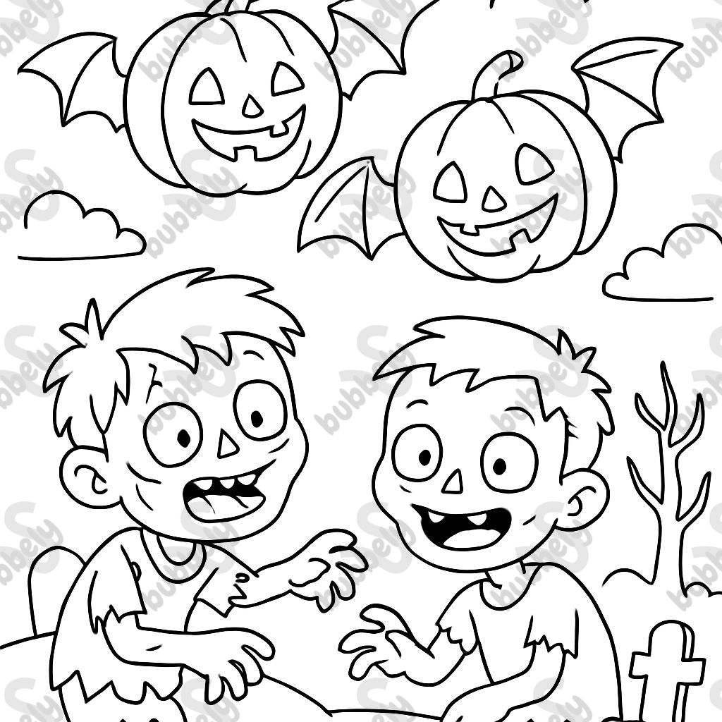 Calabazas de murciélago con zombis Calabazas de murciélago con zombis