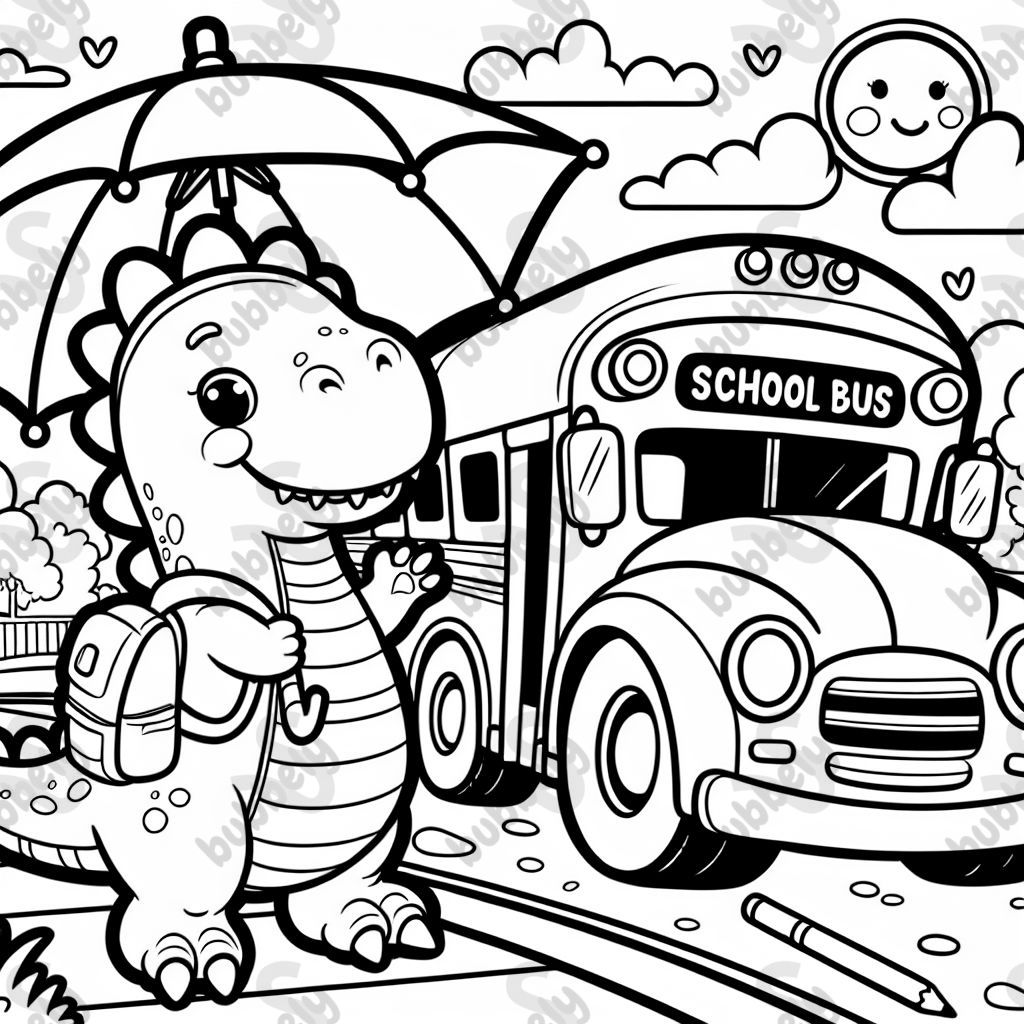 Dinosaure dans le bus scolaire Dinosaure dans le bus scolaire