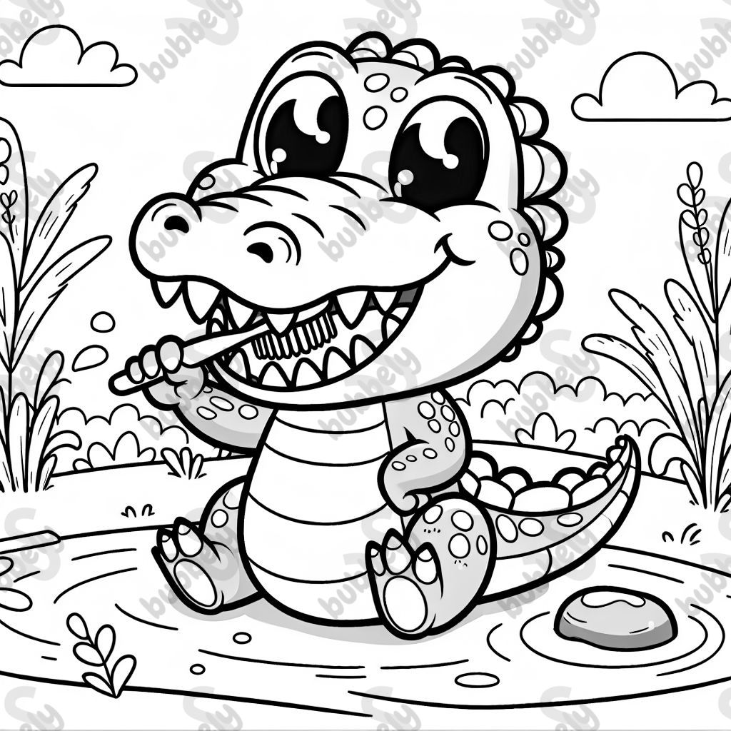 Krokodil putzt seine Zähne Krokodil putzt seine Zähne