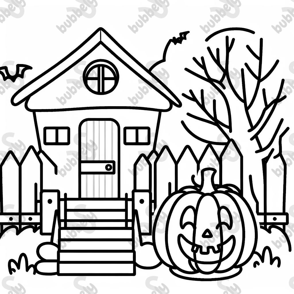 Calabaza feliz en una casa embrujada Calabaza feliz en una casa embrujada